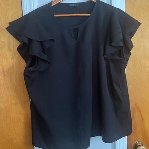 SHEIN Curve 2X black blouse with ruffle sleeve